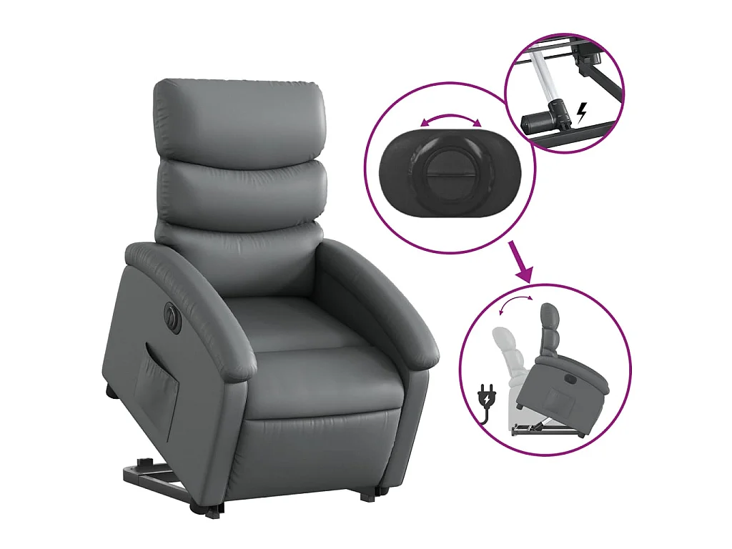 Fauteuil inclinable électrique gris similicuir