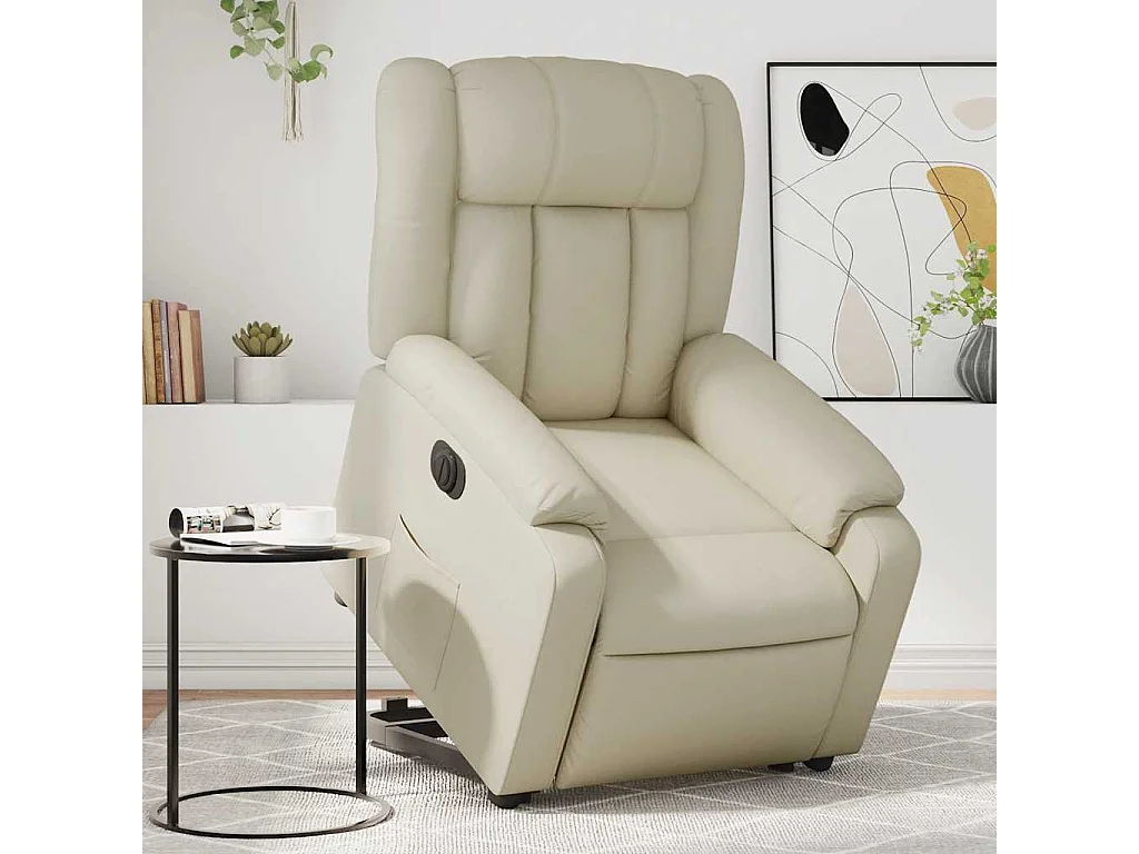 Fauteuil inclinable électrique crème similicuir