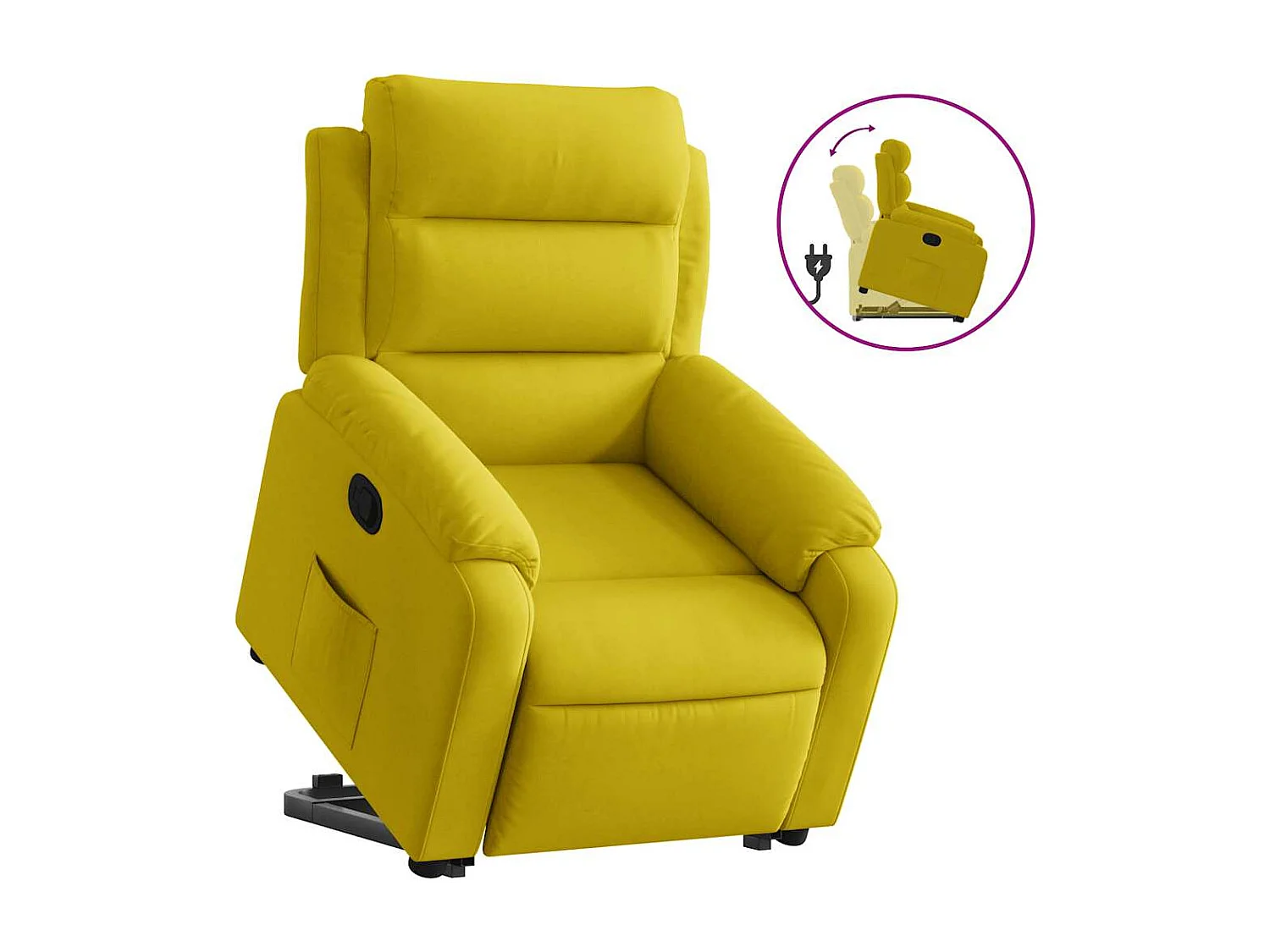 Sillón reclinable elevable terciopelo amarillo