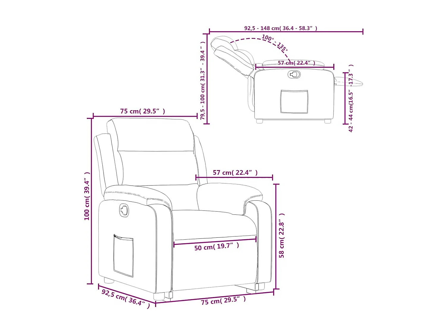 Sillón reclinable elevable terciopelo amarillo