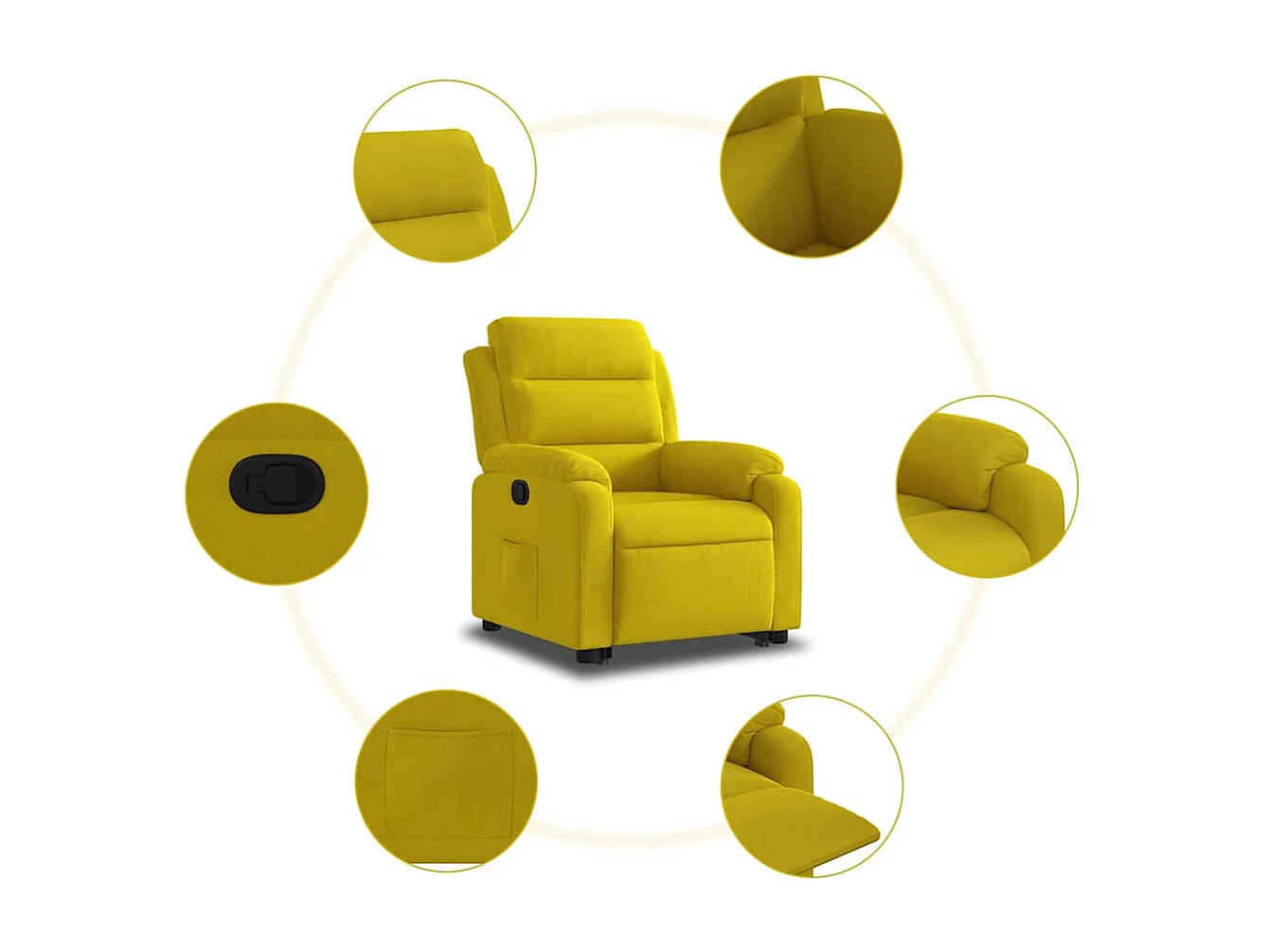 Fauteuil inclinable Jaune Velours