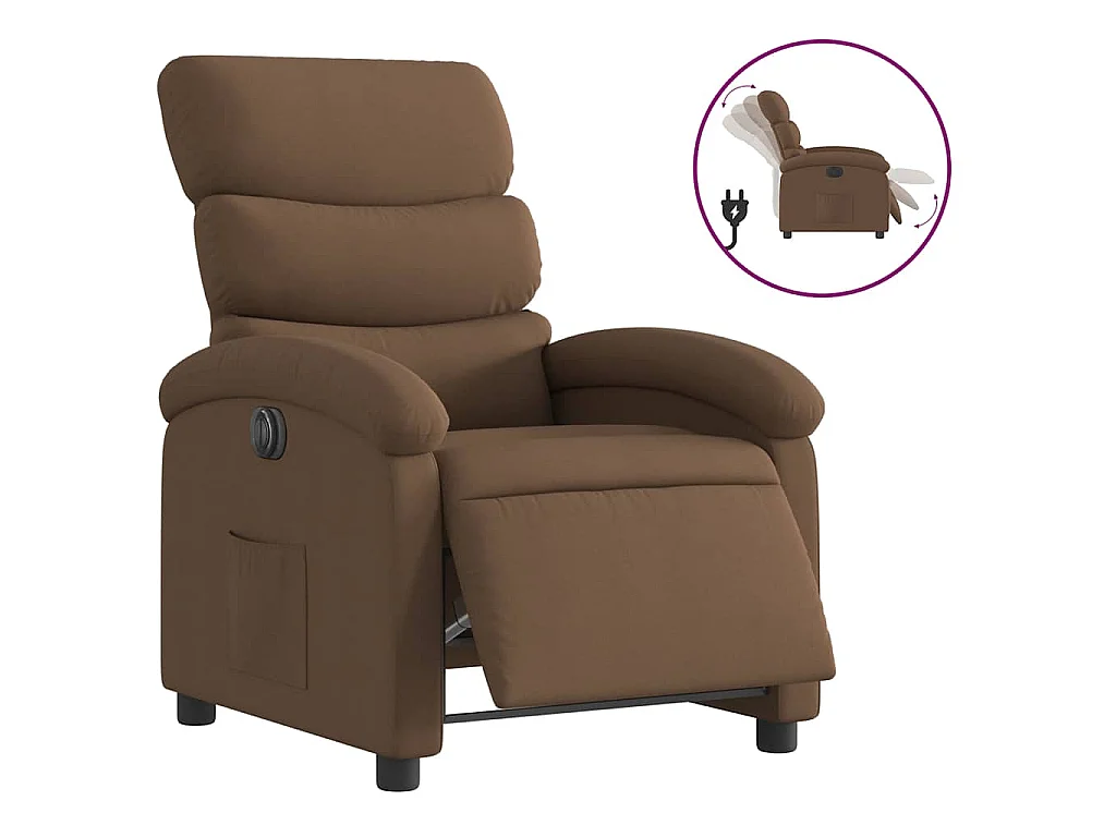 Fauteuil inclinable électrique Marron Tissu