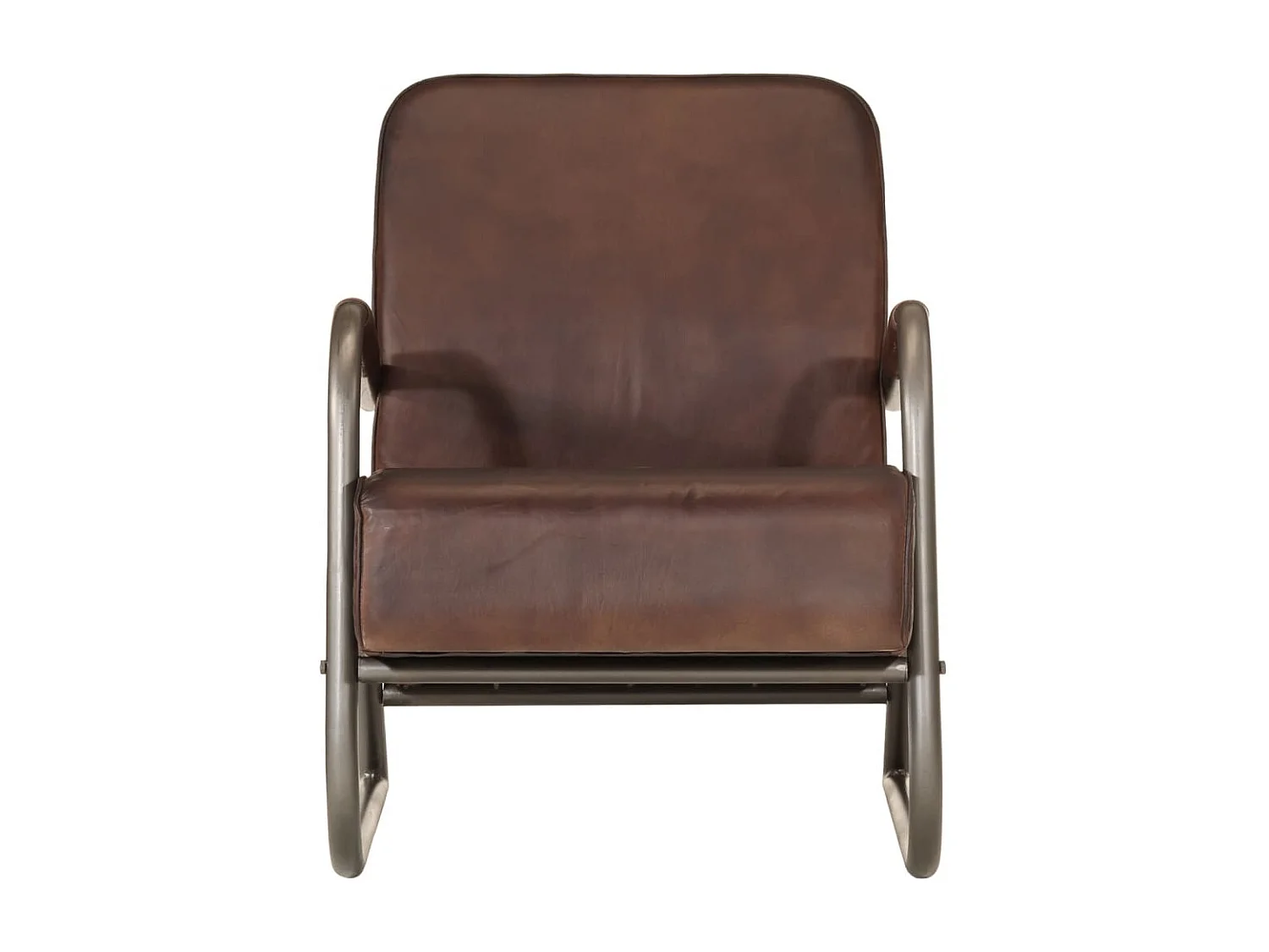 Fauteuil marron cuir véritable
