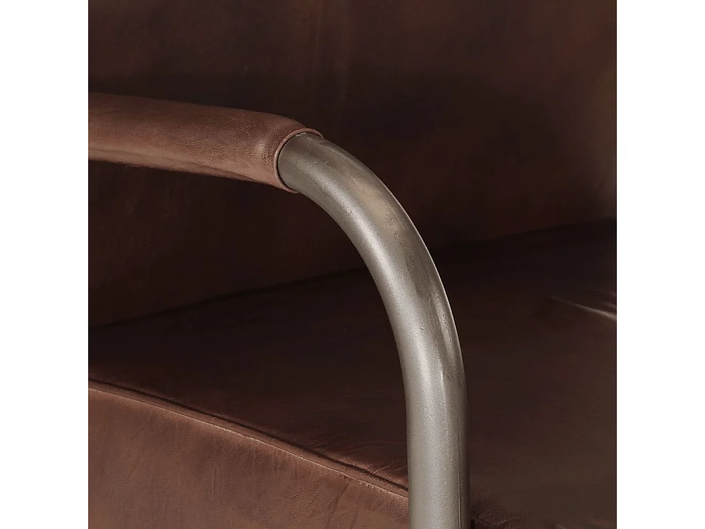 Fauteuil marron cuir véritable