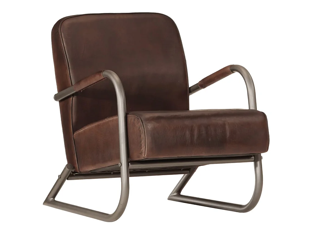 Sillón de cuero auténtico marrón
