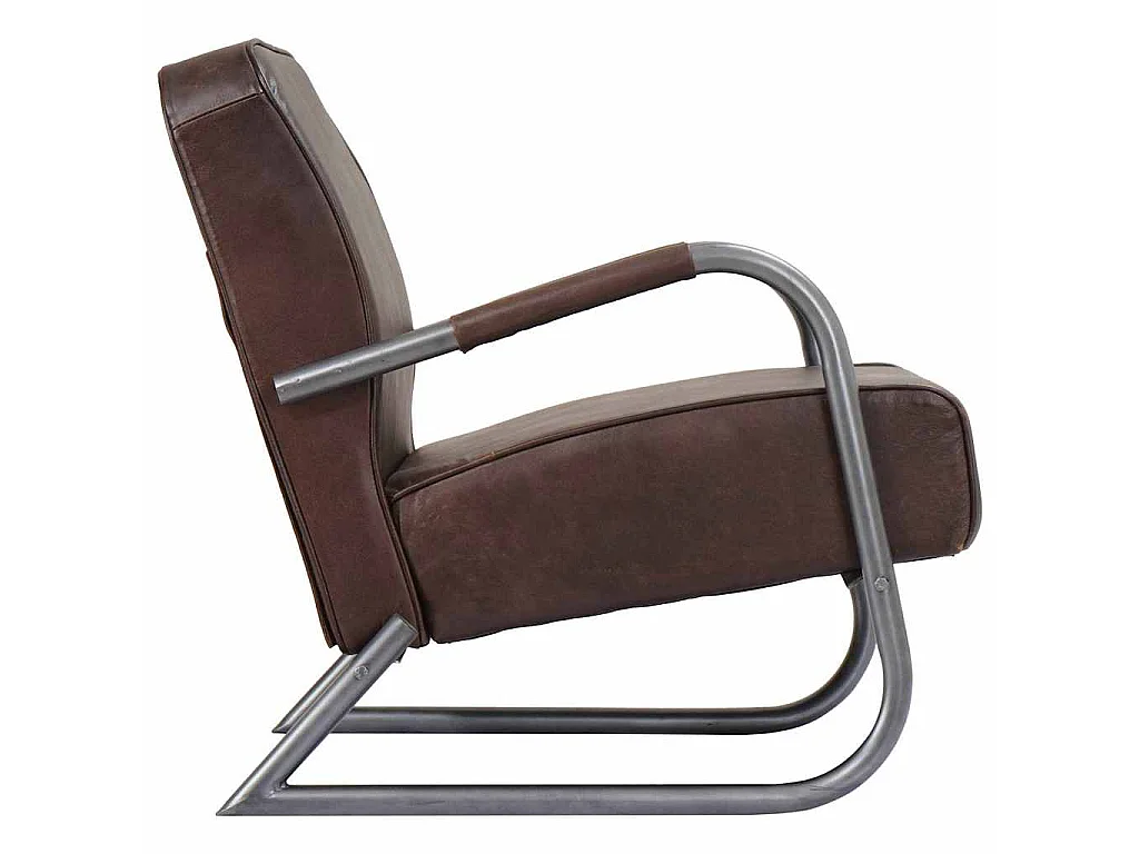 Fauteuil marron cuir véritable