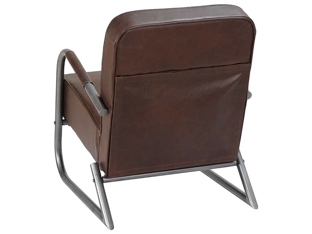 Fauteuil marron cuir véritable