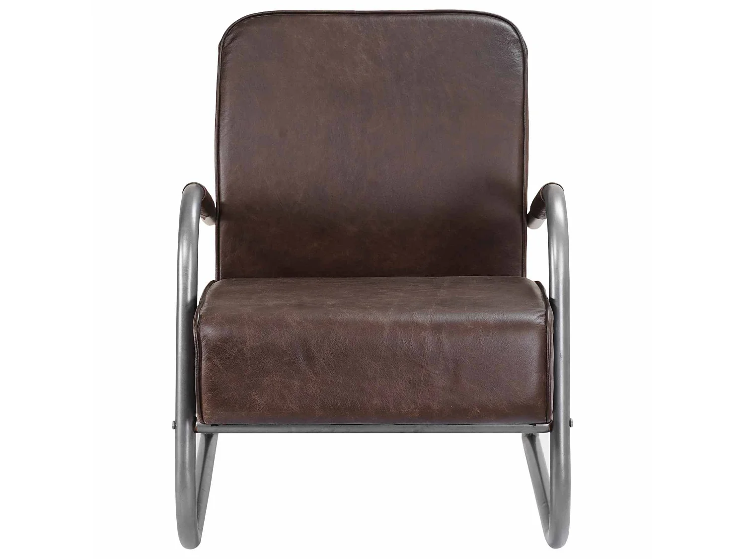 Fauteuil marron cuir véritable