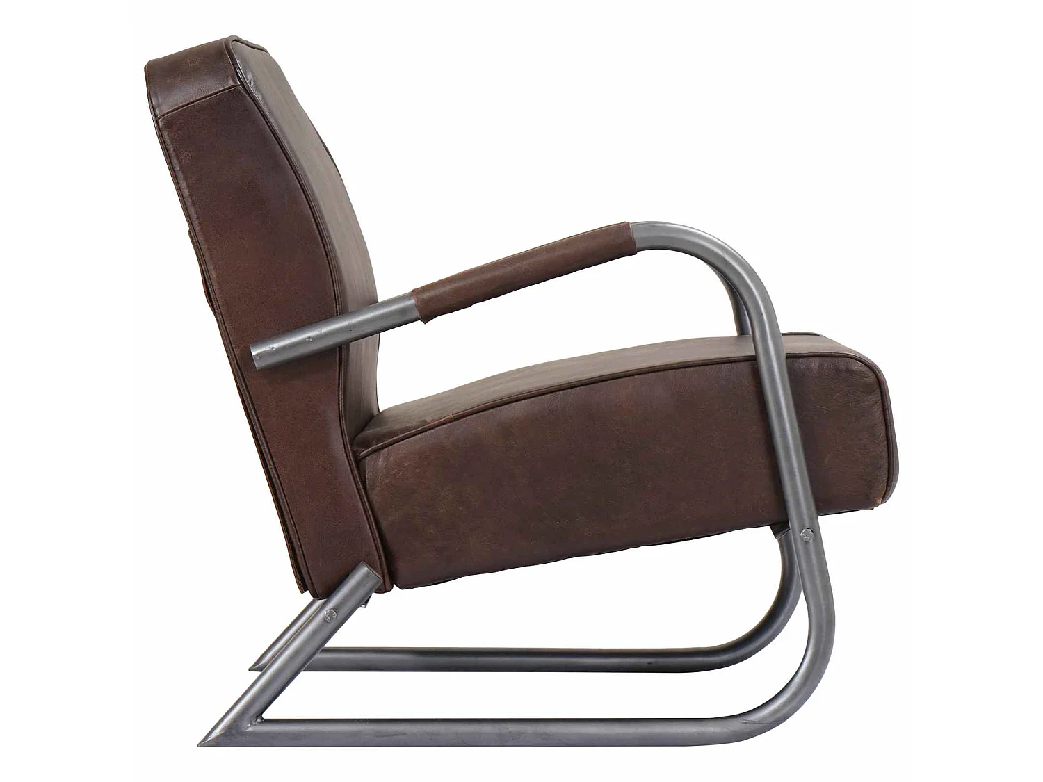 Fauteuil marron cuir véritable