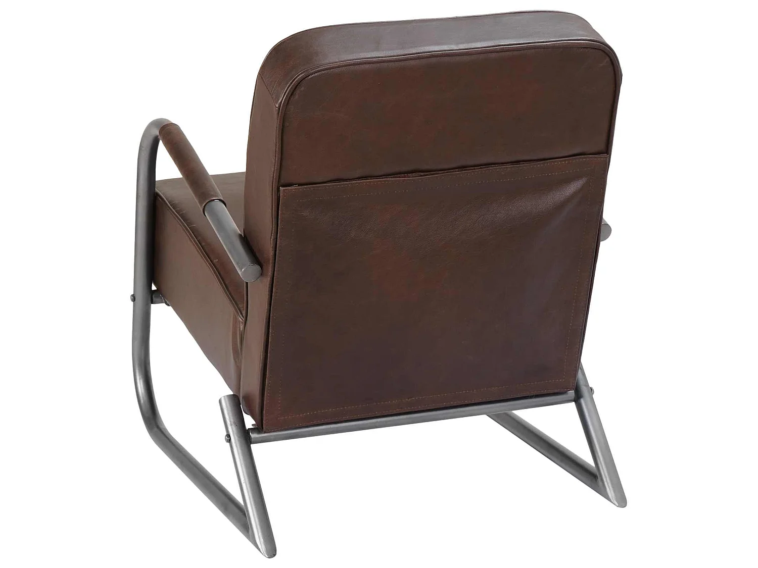 Fauteuil marron cuir véritable