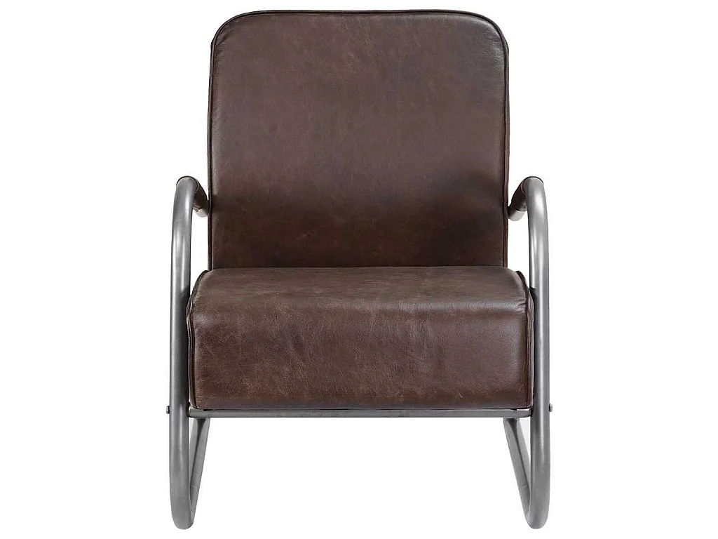 Fauteuil marron cuir véritable