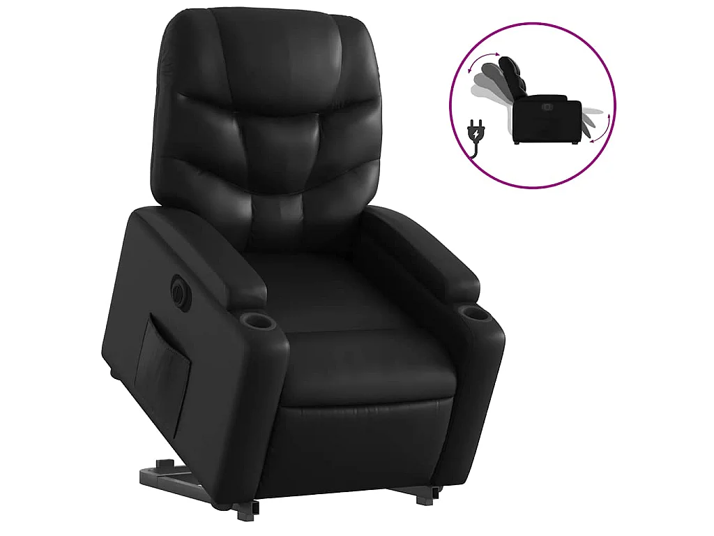 Relaxsessel mit Aufstehhilfe Elektrisch Schwarz Kunstleder