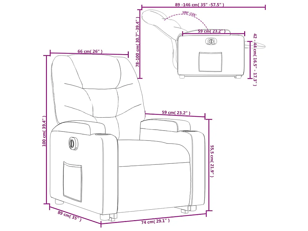 Relaxsessel mit Aufstehhilfe Elektrisch Schwarz Kunstleder