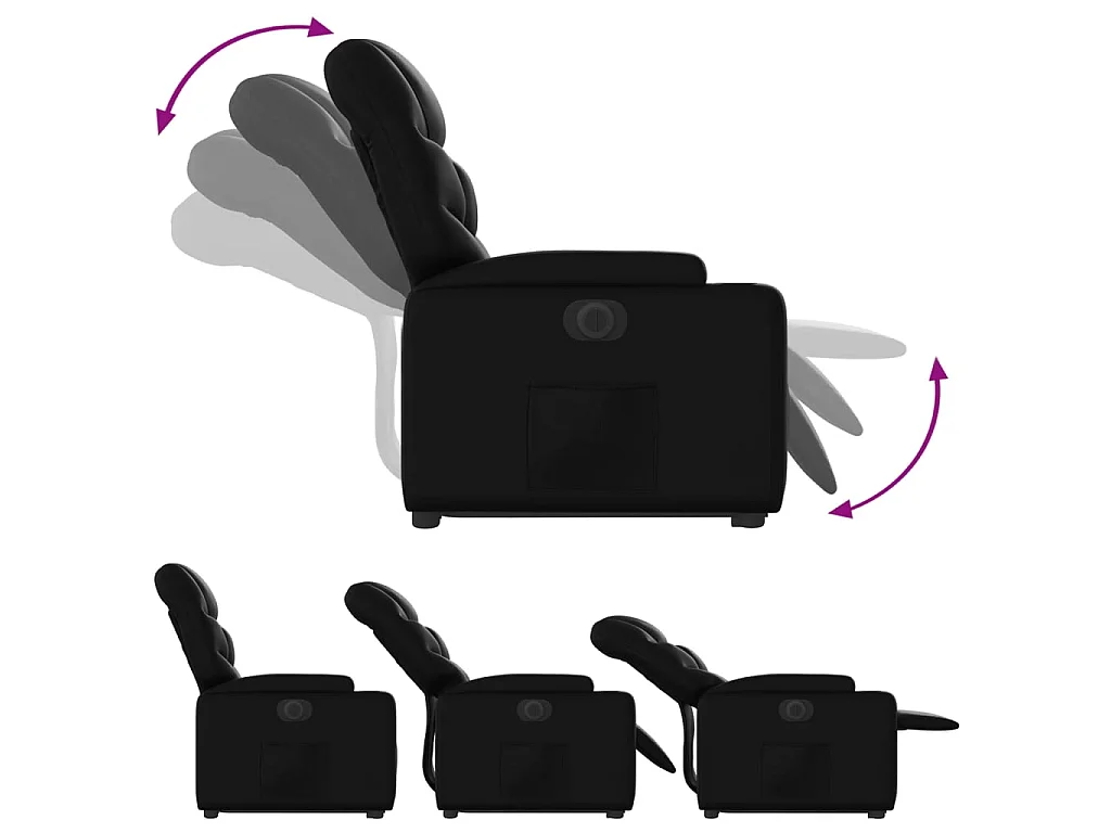 Relaxsessel mit Aufstehhilfe Elektrisch Schwarz Kunstleder