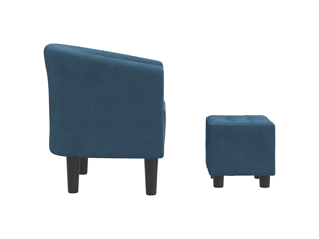 Sillón con taburete terciopelo azul oscuro