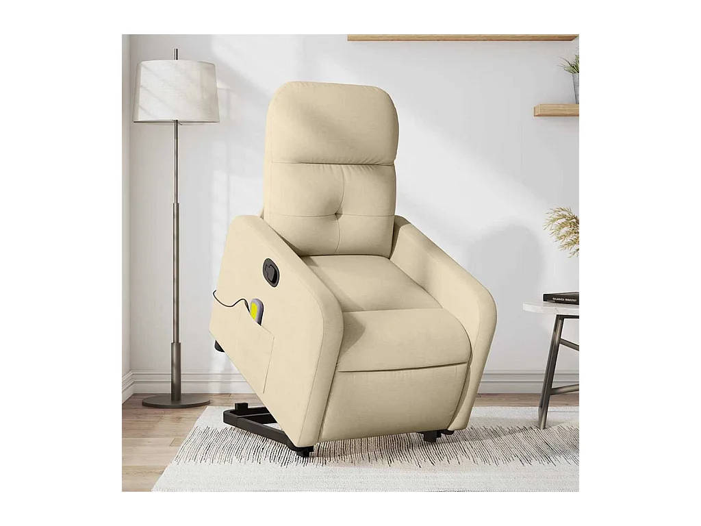 Fauteuil inclinable de massage Crème Tissu