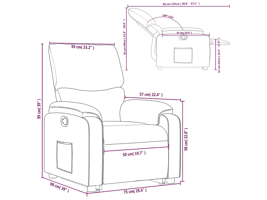 Fauteuil inclinable Gris foncé Tissu