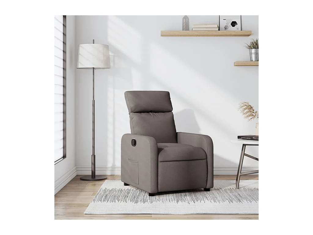 Sillón reclinable de tela gris taupe