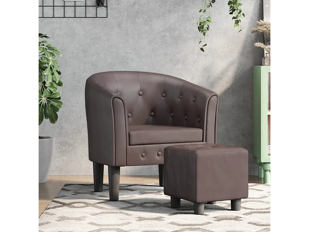 Chaise cabriolet avec repose-pied marron similicuir