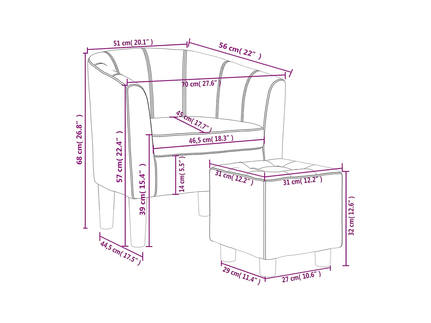 Fauteuil avec repose-pied rouge similicuir