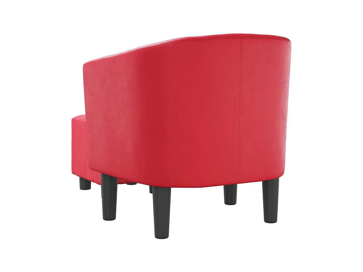 Fauteuil avec repose-pied rouge similicuir