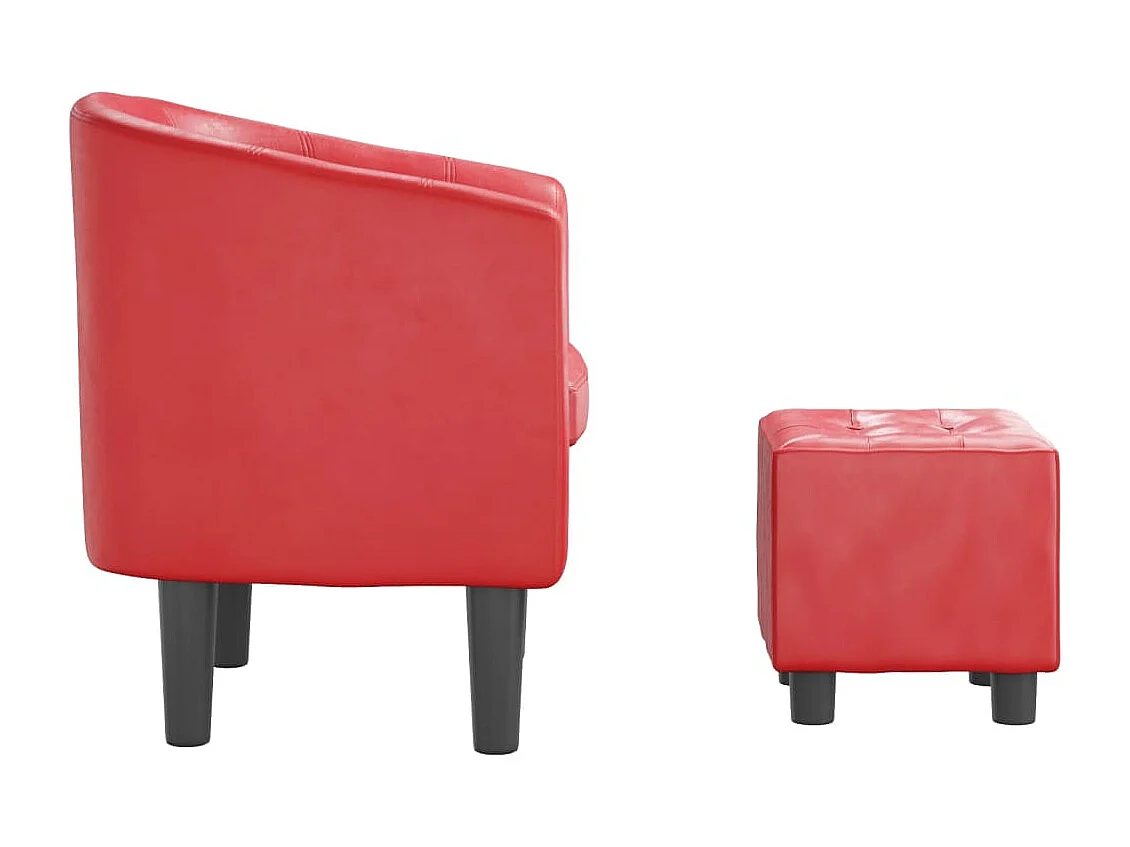 Fauteuil avec repose-pied rouge similicuir