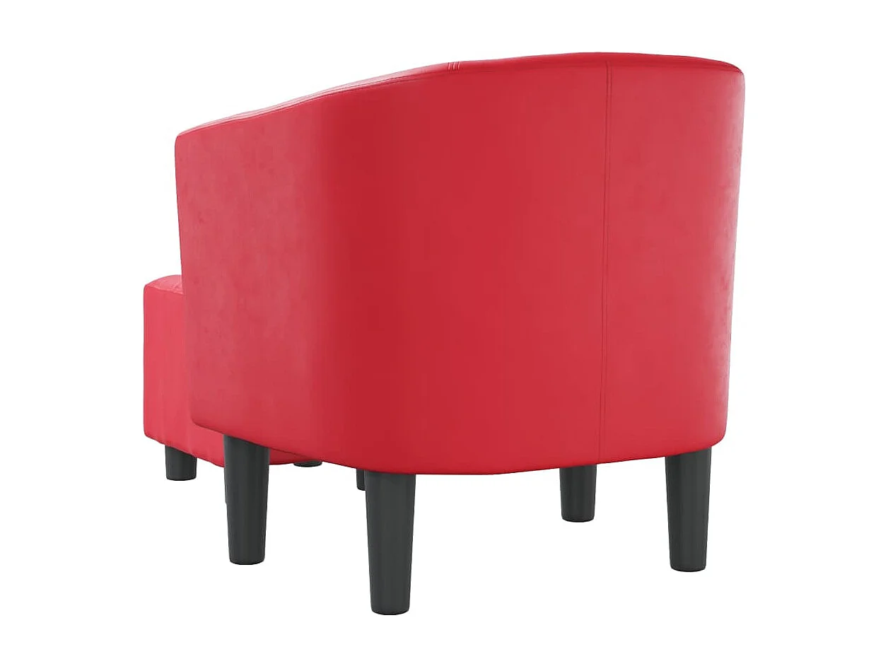 Fauteuil avec repose-pied rouge similicuir