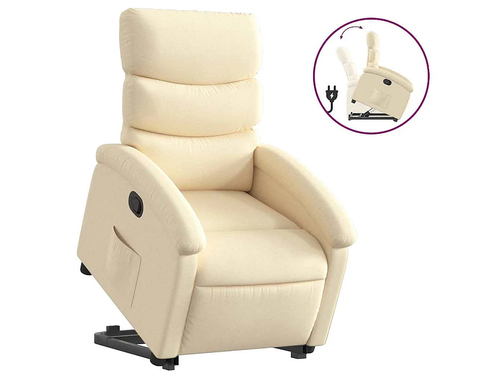 Relaxsessel mit Aufstehhilfe Creme Stoff