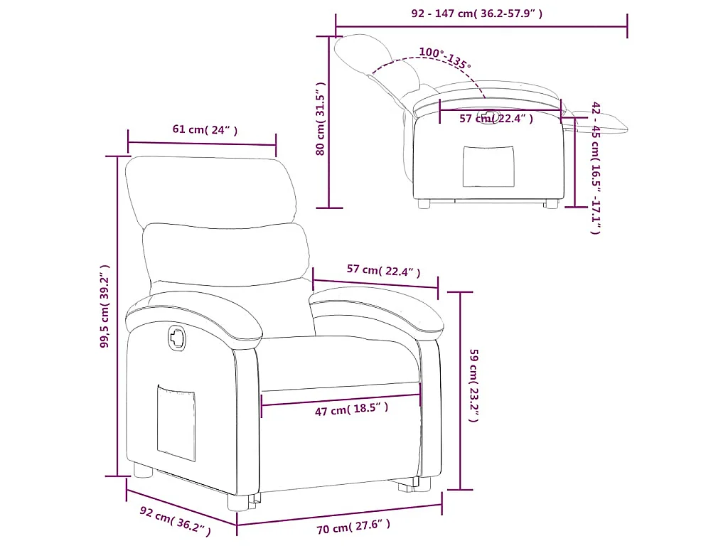 Relaxsessel mit Aufstehhilfe Creme Stoff