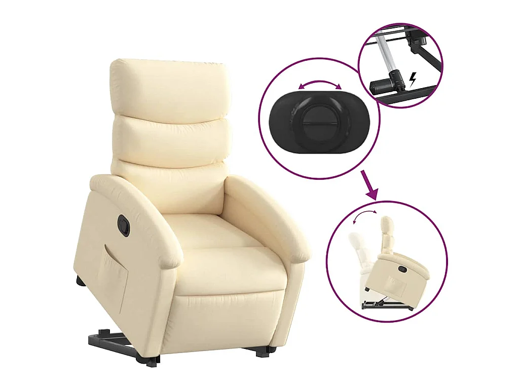 Relaxsessel mit Aufstehhilfe Creme Stoff