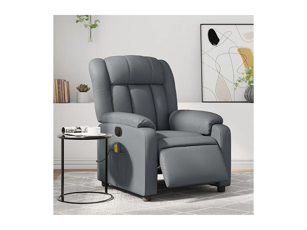 Fauteuil de massage inclinable électrique gris similicuir