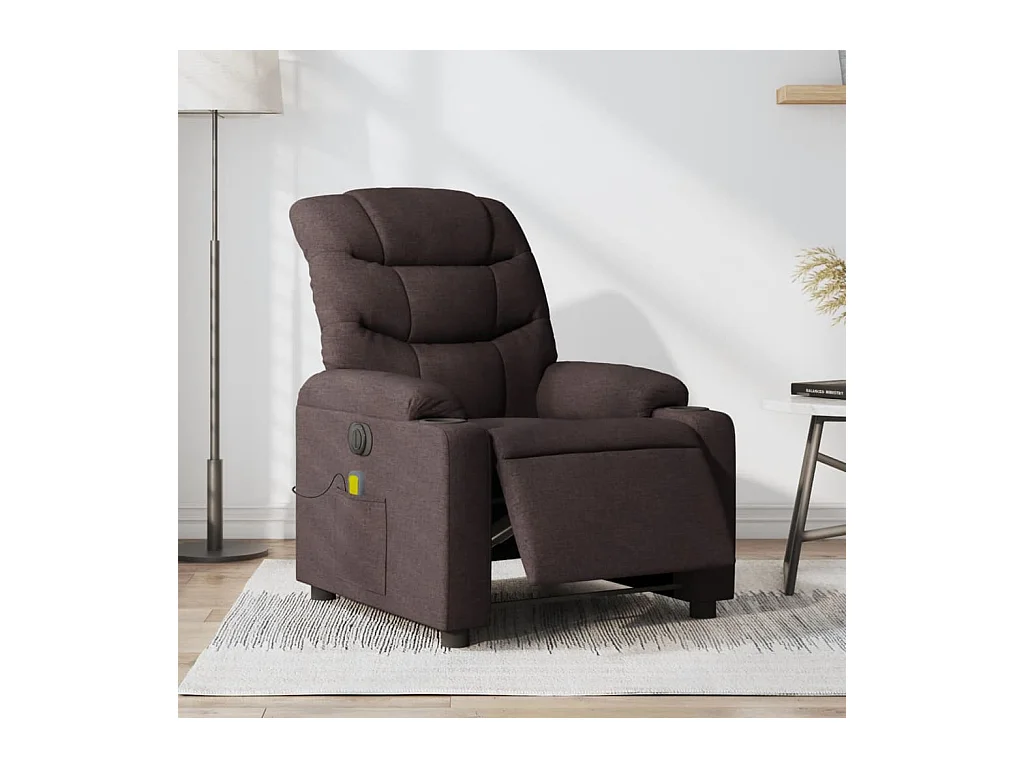 Fauteuil de massage inclinable électrique Marron foncé Tissu