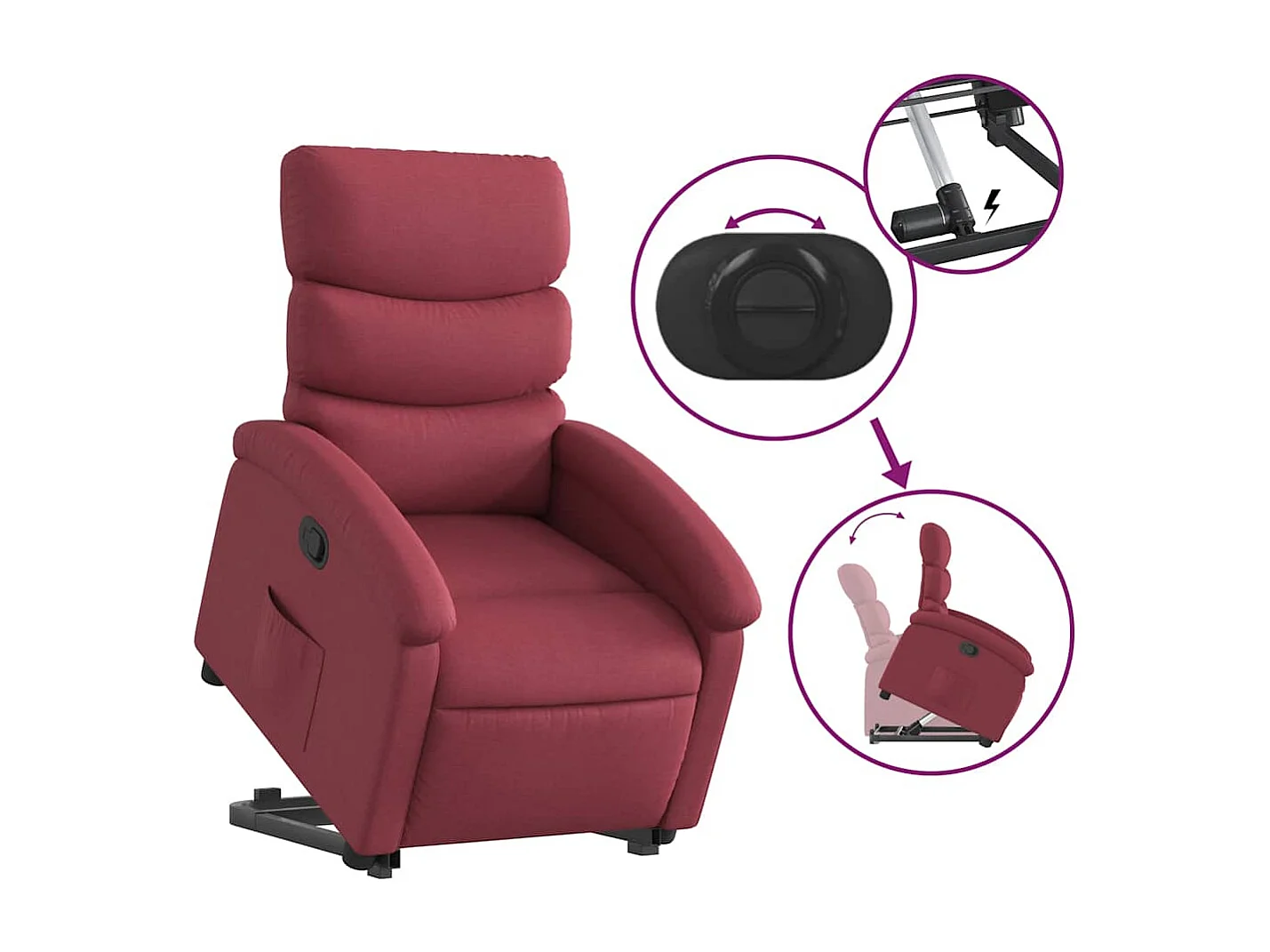 Fauteuil inclinable rouge bordeaux tissu