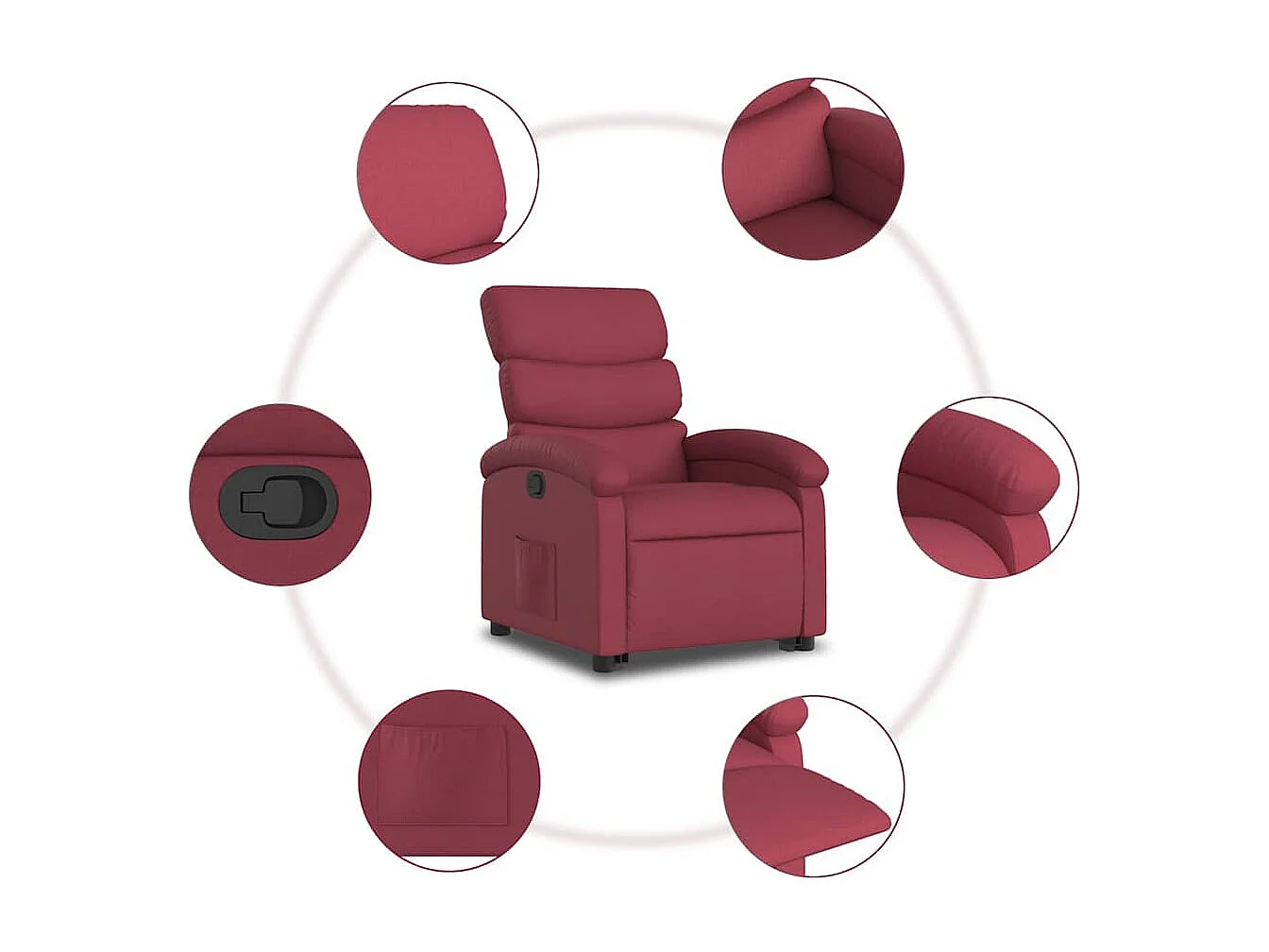 Fauteuil inclinable rouge bordeaux tissu