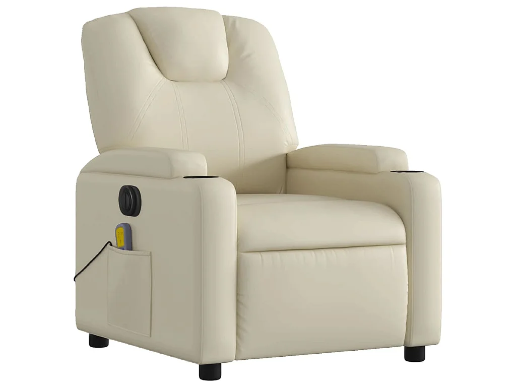 Fauteuil de massage inclinable électrique crème similicuir