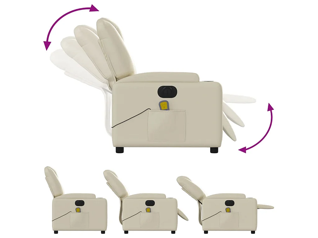 Fauteuil de massage inclinable électrique crème similicuir