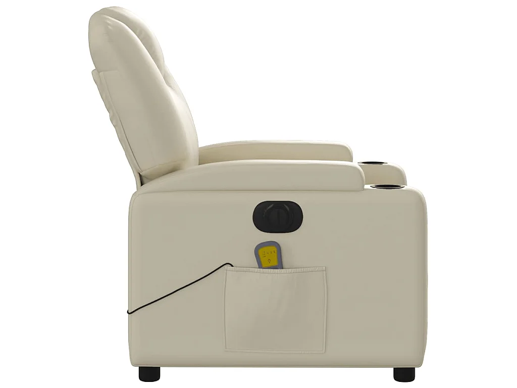 Fauteuil de massage inclinable électrique crème similicuir