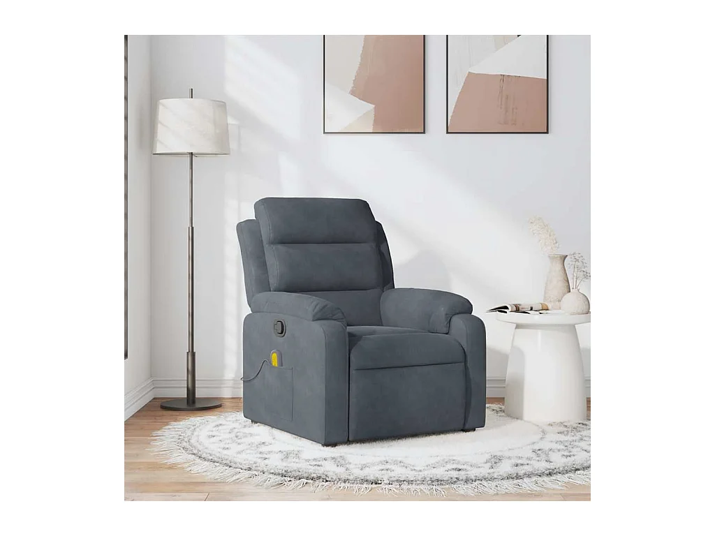 Massagesessel Dunkelgrau Samt