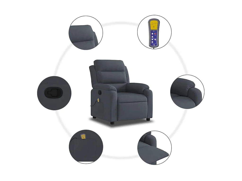 Massagesessel Dunkelgrau Samt