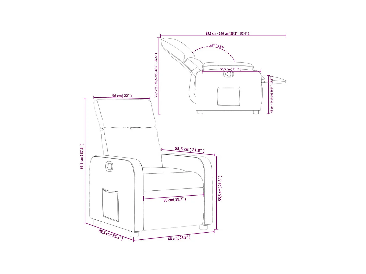 Fauteuil inclinable Marron foncé Tissu