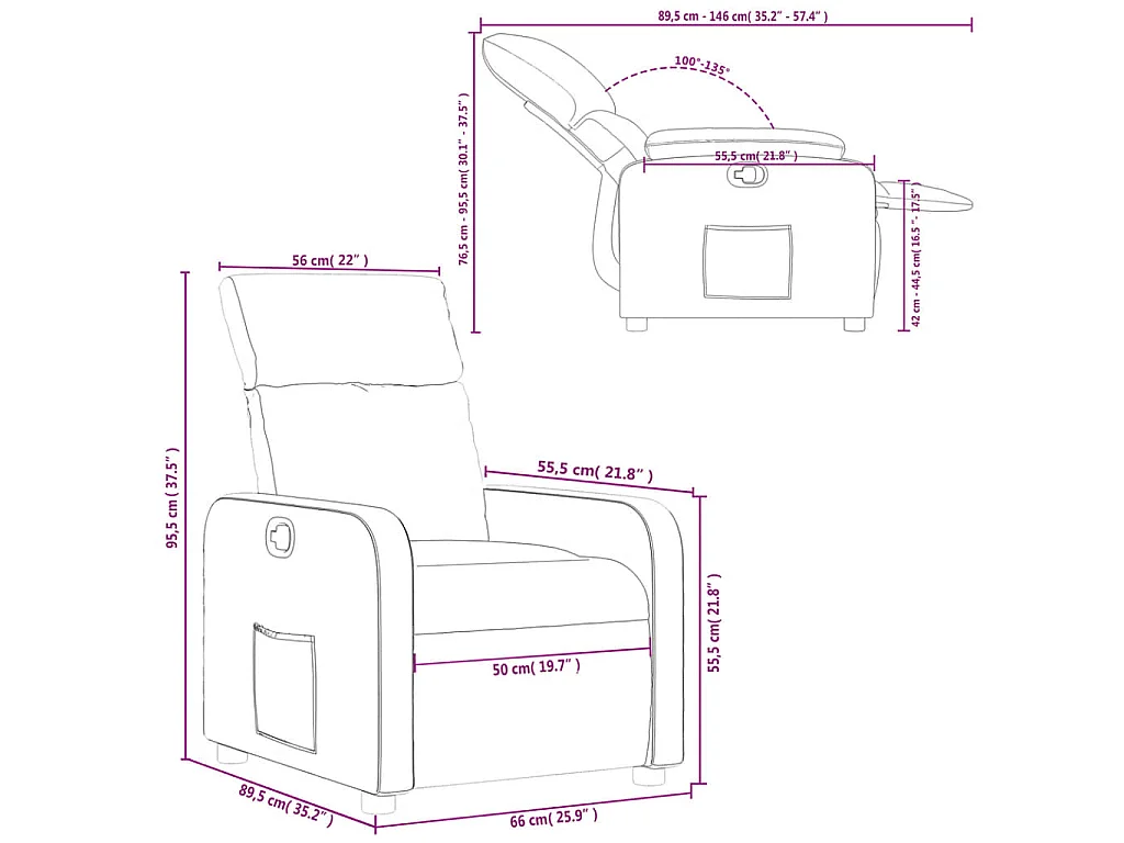Poltrona Reclinabile Marrone Scuro in Tessuto