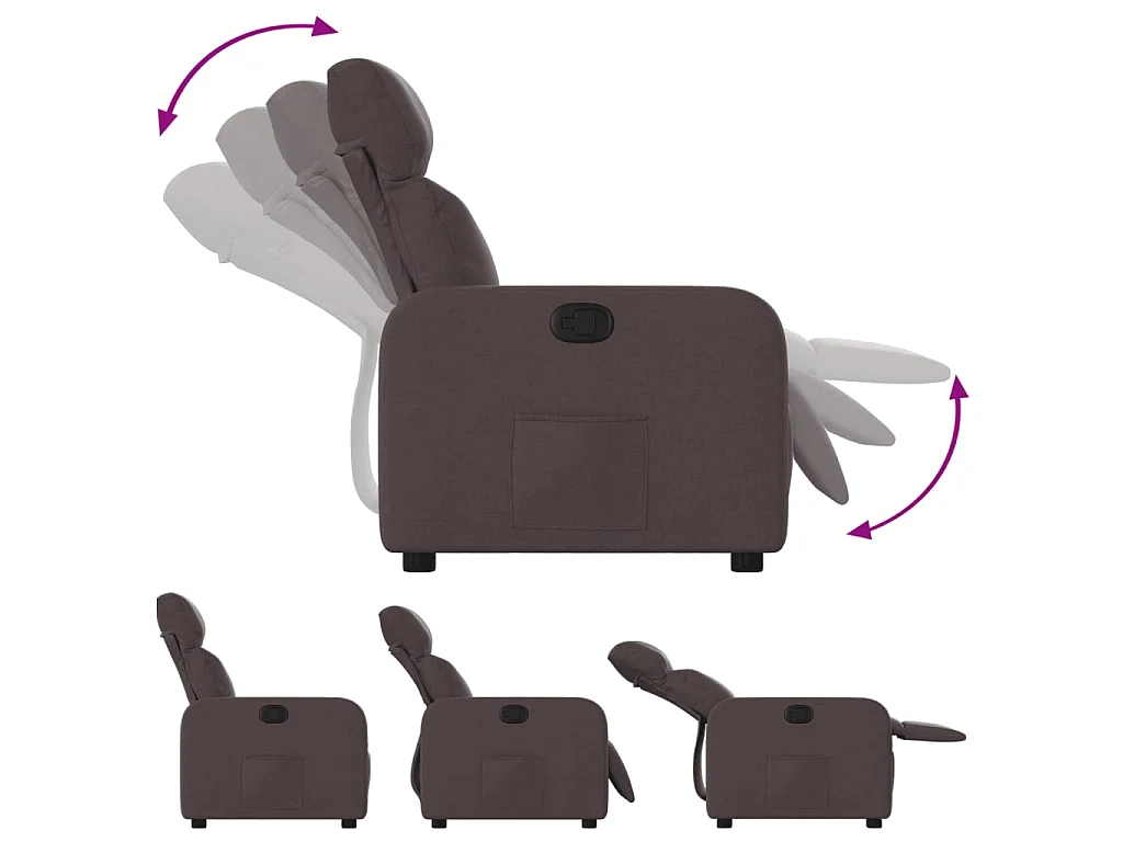 Poltrona Reclinabile Marrone Scuro in Tessuto