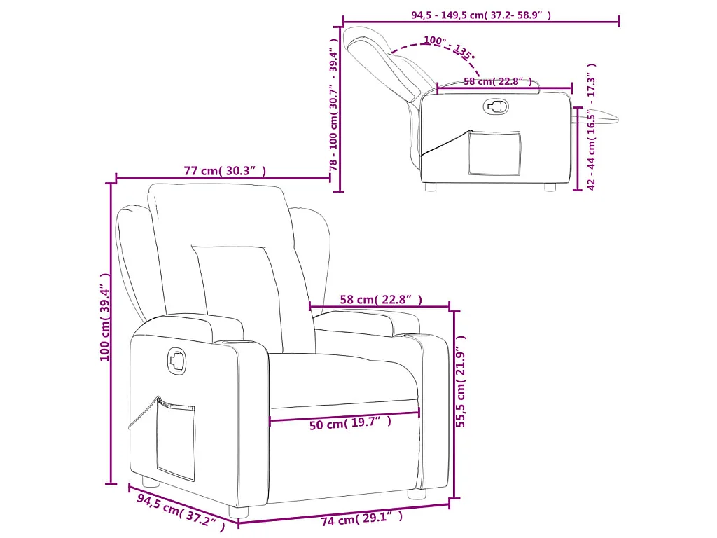 Fauteuil verstelbaar stof donkergroen