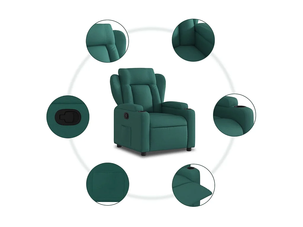 Fauteuil inclinable Vert foncé Tissu
