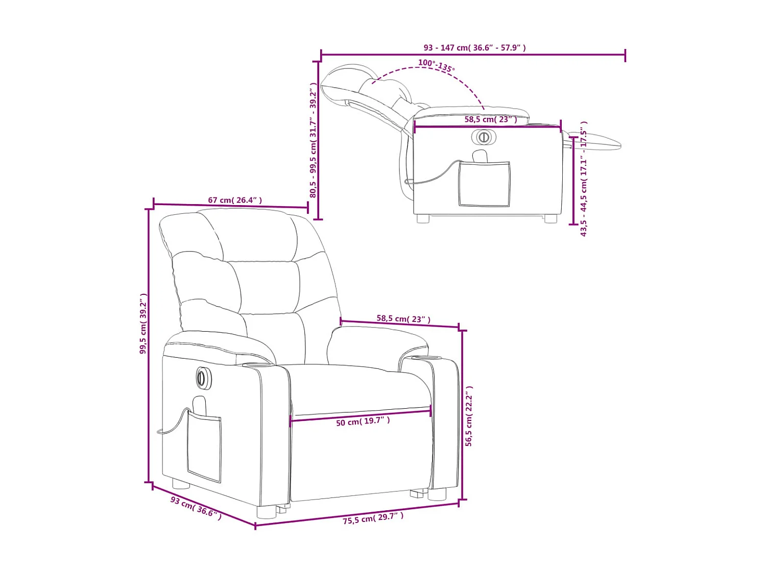 Poltrona Alzapersona Reclinabile Elettrica Rossa in Similpelle