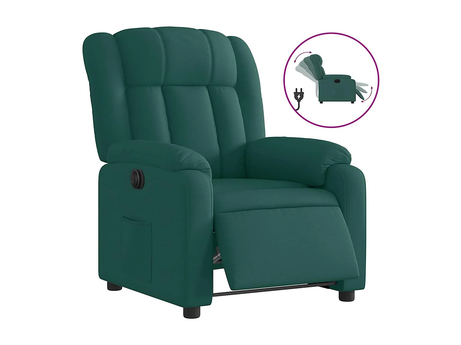 Fauteuil inclinable électrique Vert foncé Tissu