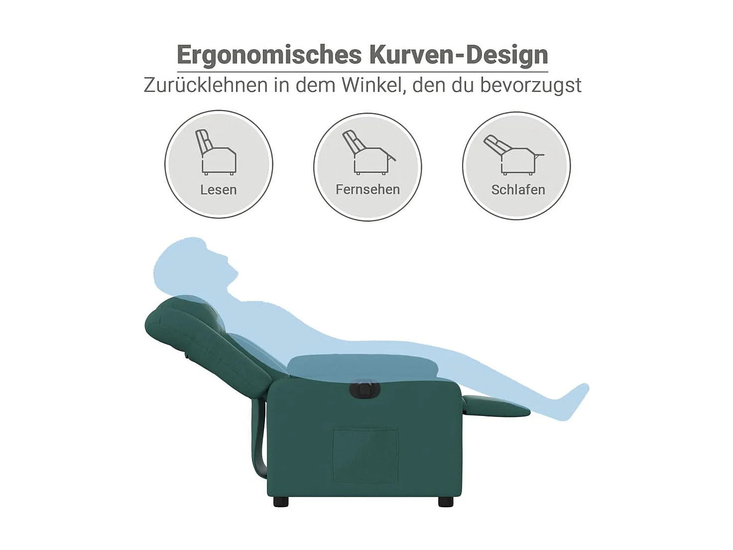 Fauteuil inclinable électrique Vert foncé Tissu