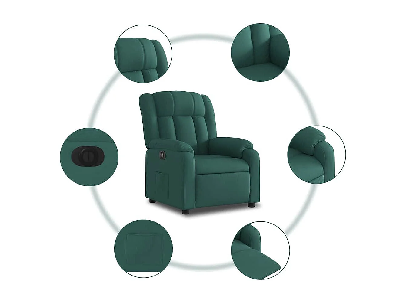 Fauteuil inclinable électrique Vert foncé Tissu