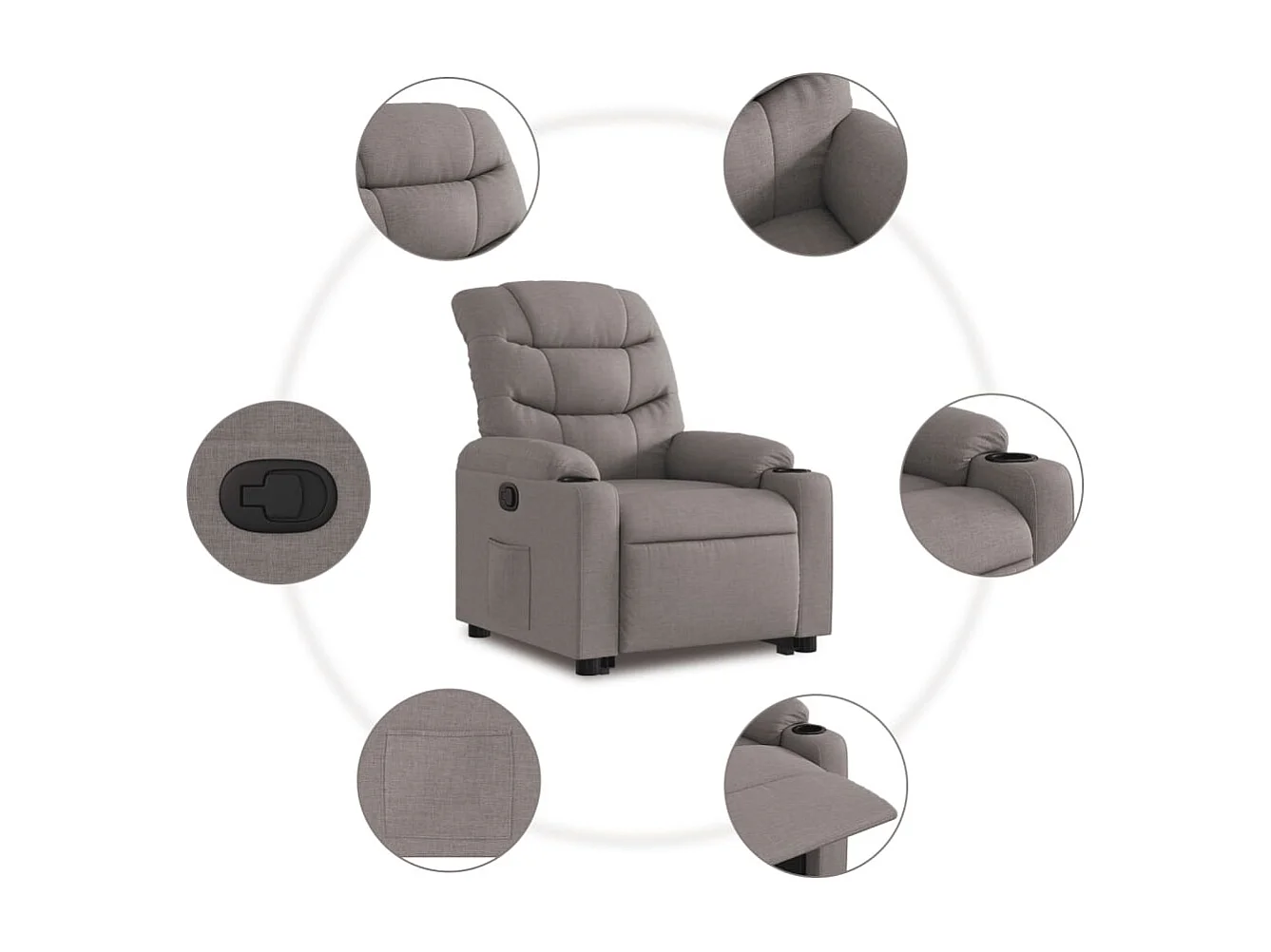 Fauteuil inclinable taupe tissu