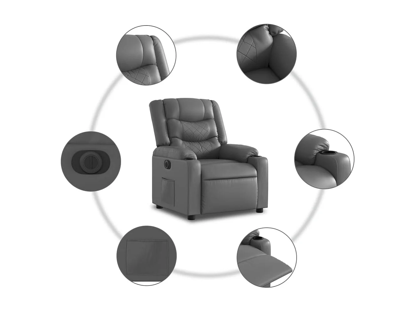 Relaxsessel Elektrisch Grau Kunstleder